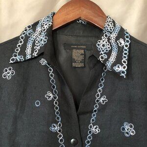 Linen Ink Blue Embellished Suit Shirt